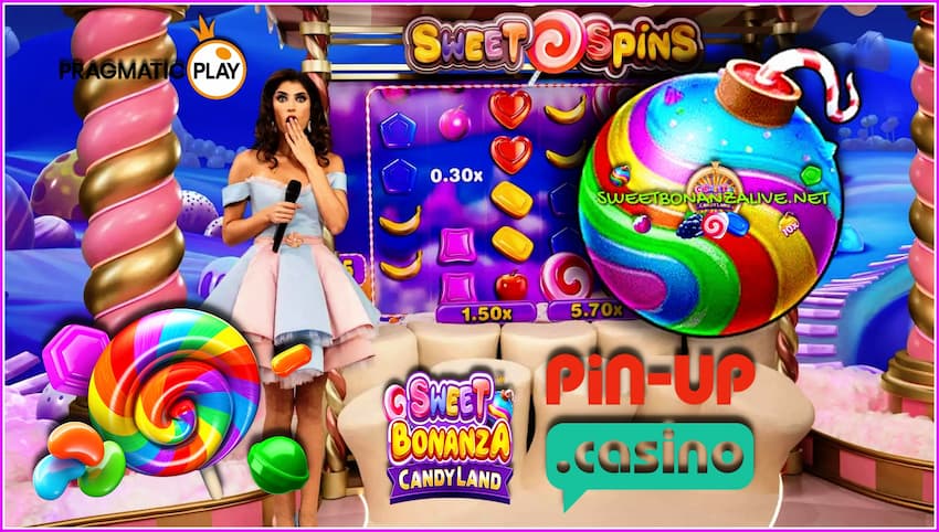 Play Sweet Bonanza Candyland at the online casino and earn bonuses is in this picture.