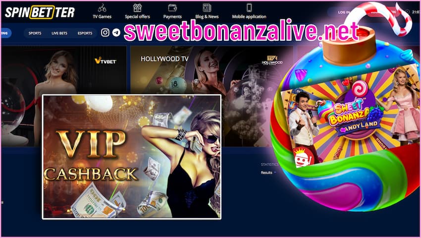 Become a member of the loyalty program at the casino Spinbetter and get VIP cashback is in this image.