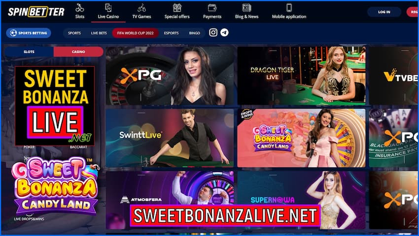 Sweet Bonanza Candyland logħba u logħob ieħor rota għażil fil-ġdid Spinbetter Casino fl-istampa.